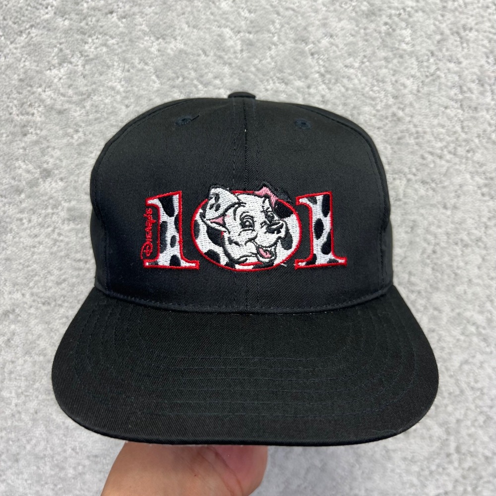 VINTAGE Disney 101 Dalmatians Snapback Hat Youth Kids Black Annco Embroidered
